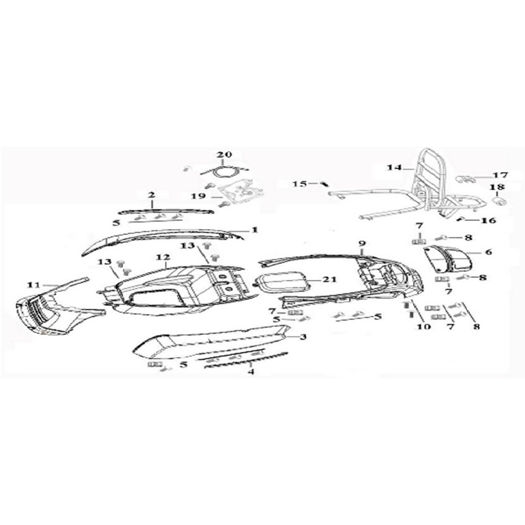ASYA SCOOTURK-100 IC GRENAJ ORTA KABIN UST TAMAMLAMA #AS100-SCT F1309